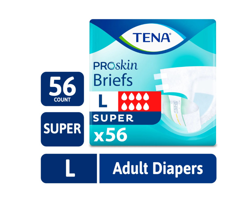 TENA ProSkin Adult Diapers Large 56 Count Super Absorbency Unisex Incontinence U