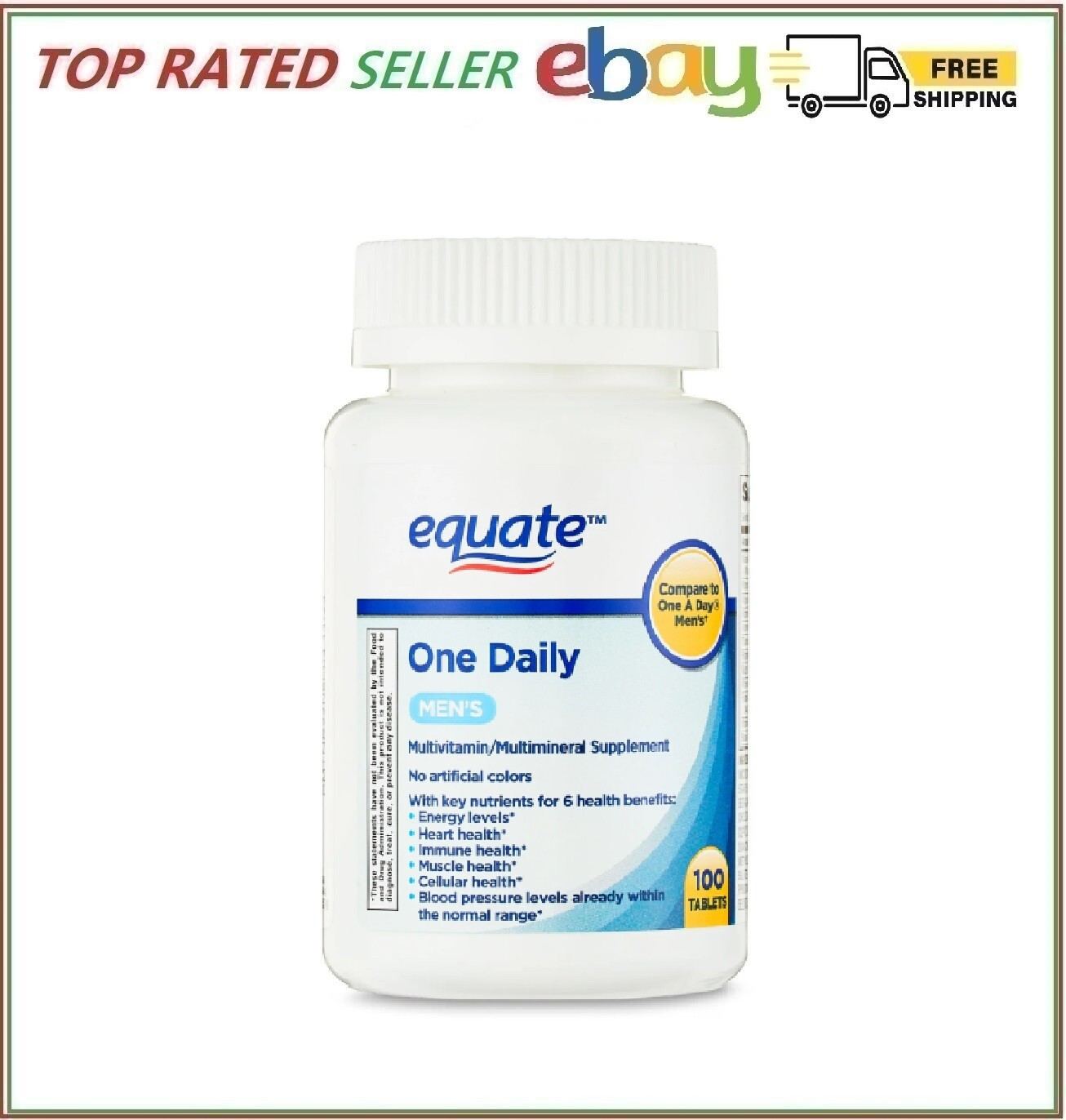 Equate One Daily Men’s Multivitamin/Multimineral Supplement Tablets, 100 Count