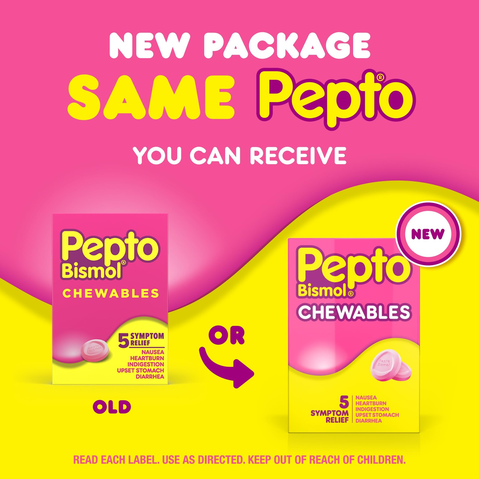 Pepto Bismol Chewable Tablets, Upset Stomach Relief, 30 Count (Pack of 1)