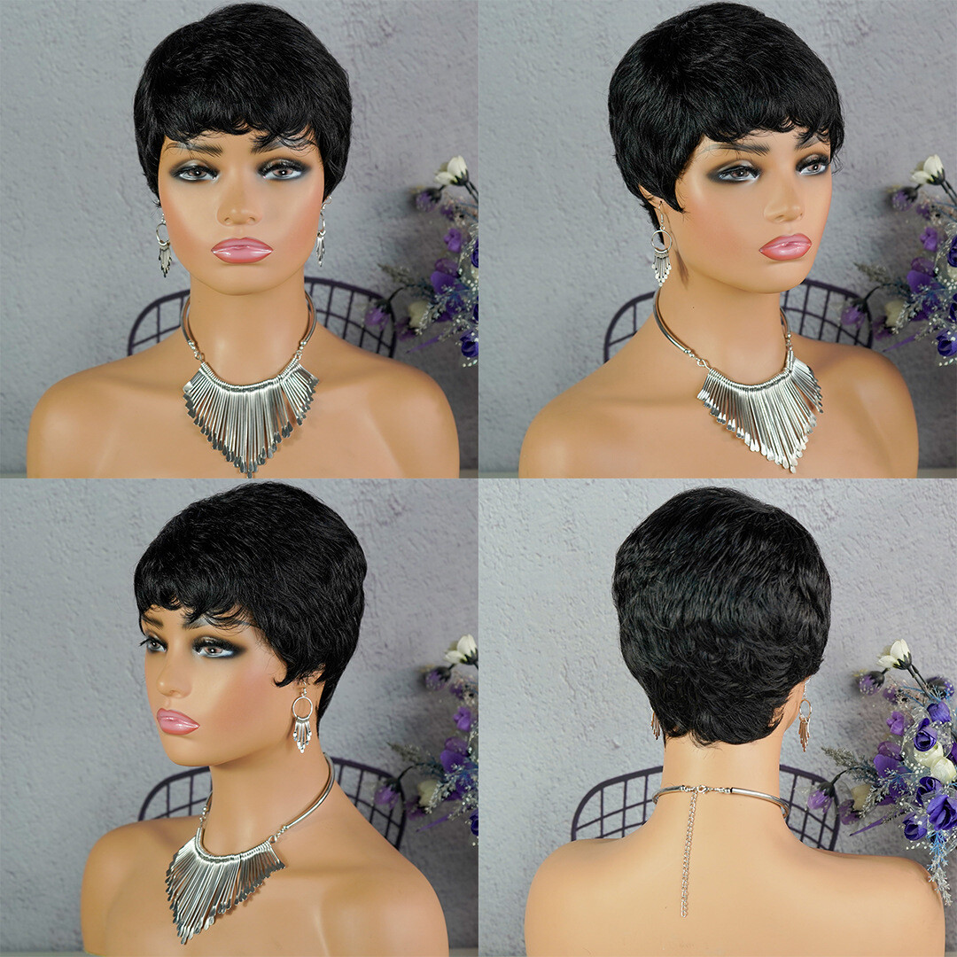 Pixie Cut Human Hair Wigs Short Pixie Wig None Lace Front Wigs Boy Cut Straight
