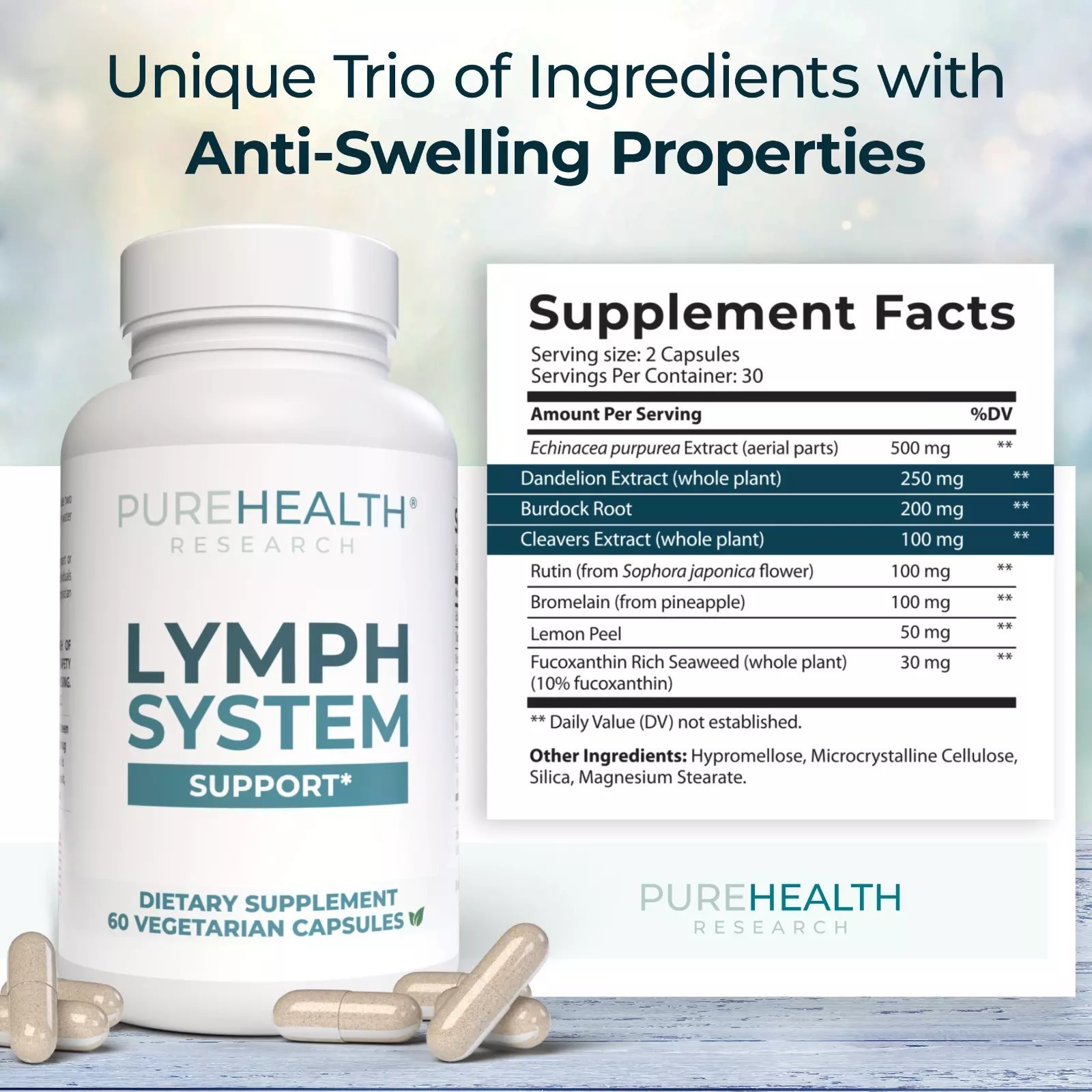 Pure Health Research Lymph System Support – 60 Capsules dietary supplement (USA)