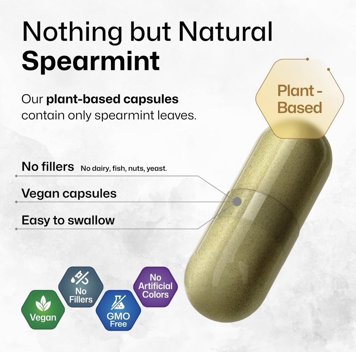 BioKrauter Spearmint Leaf 1000mg Vegan Capsules 250 ct GMO Free No Fillers