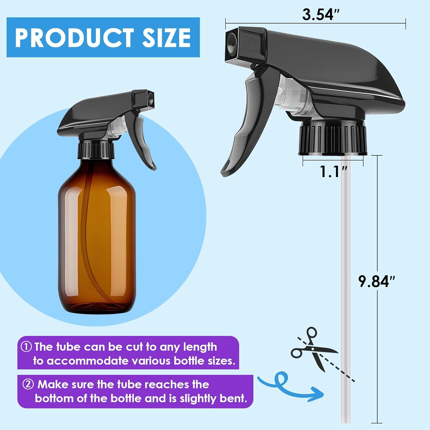 4 Pcs Spray Nozzle for Bottles – Black & Clear Spray Bottle Tops Replacement Tri