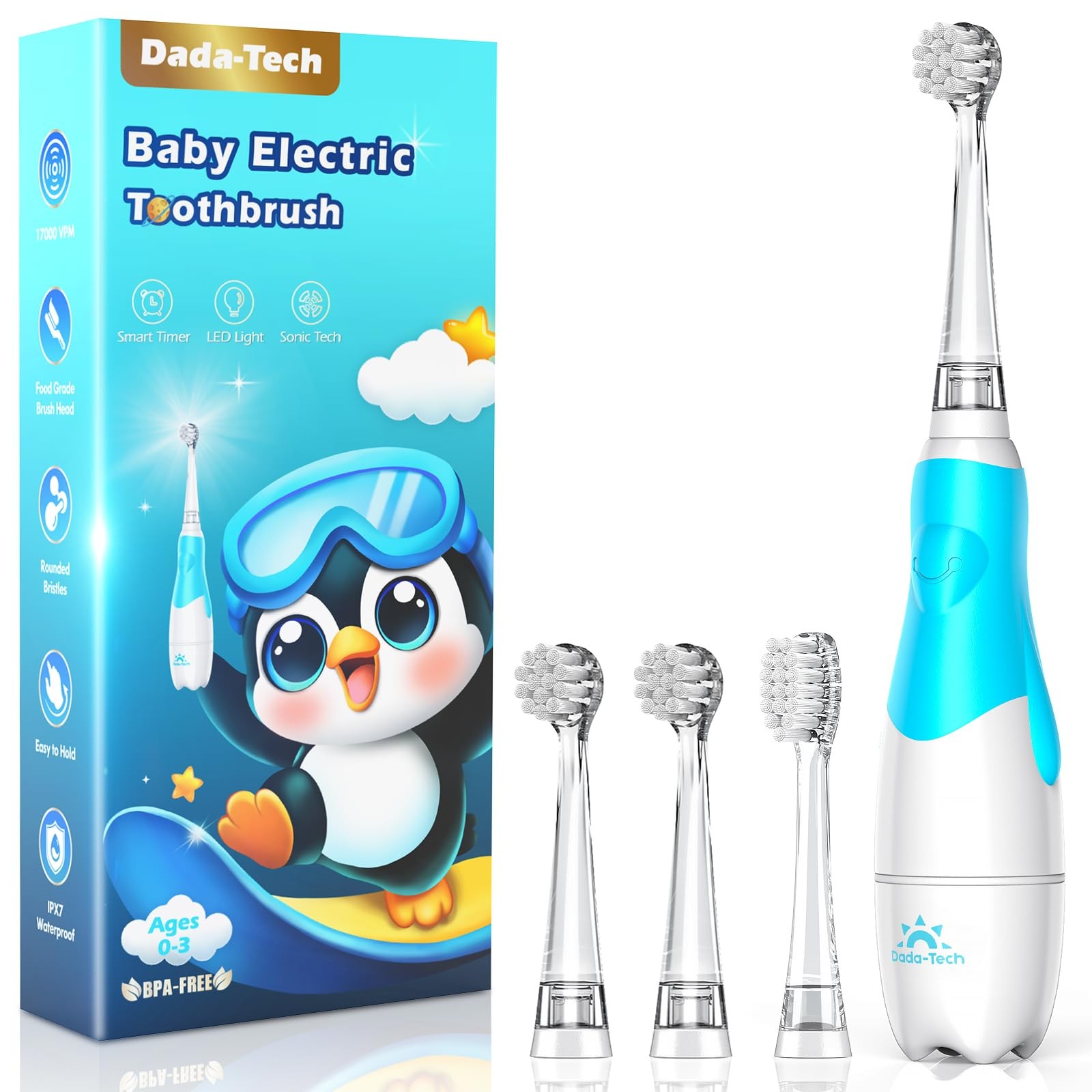 Toothbrush Age 1-2-3 Years Old, Baby Toothbrush with Light 2 Minutes Timer 4 …