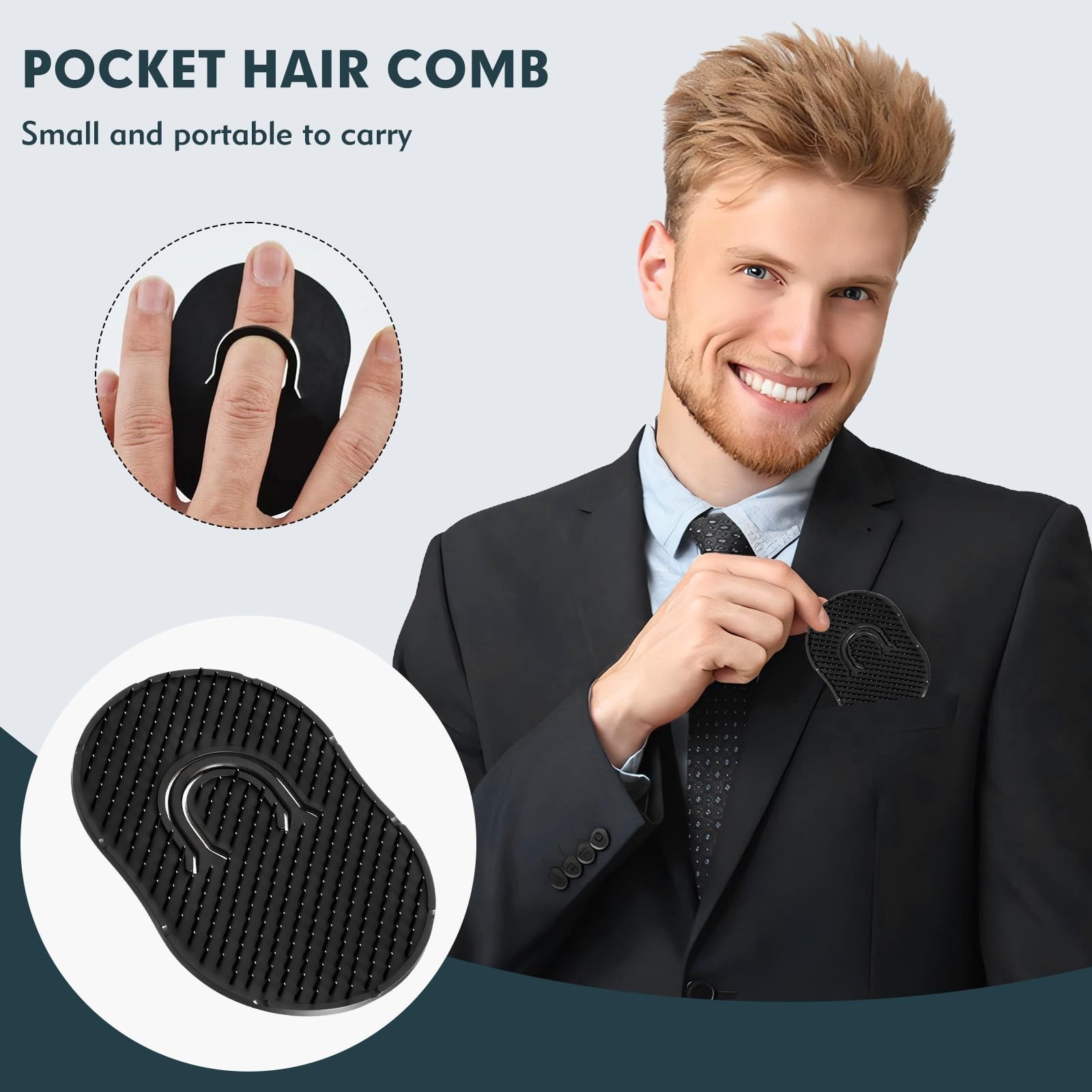 6Pcs Portable Pocket Combs for Men – Soft Round Hair & Scalp Massage Comb Set