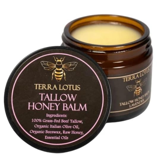 Organic Grass-Fed Beef Tallow Balm with Raw Honey-Moisturizing Cream(2 Oz,Citrus