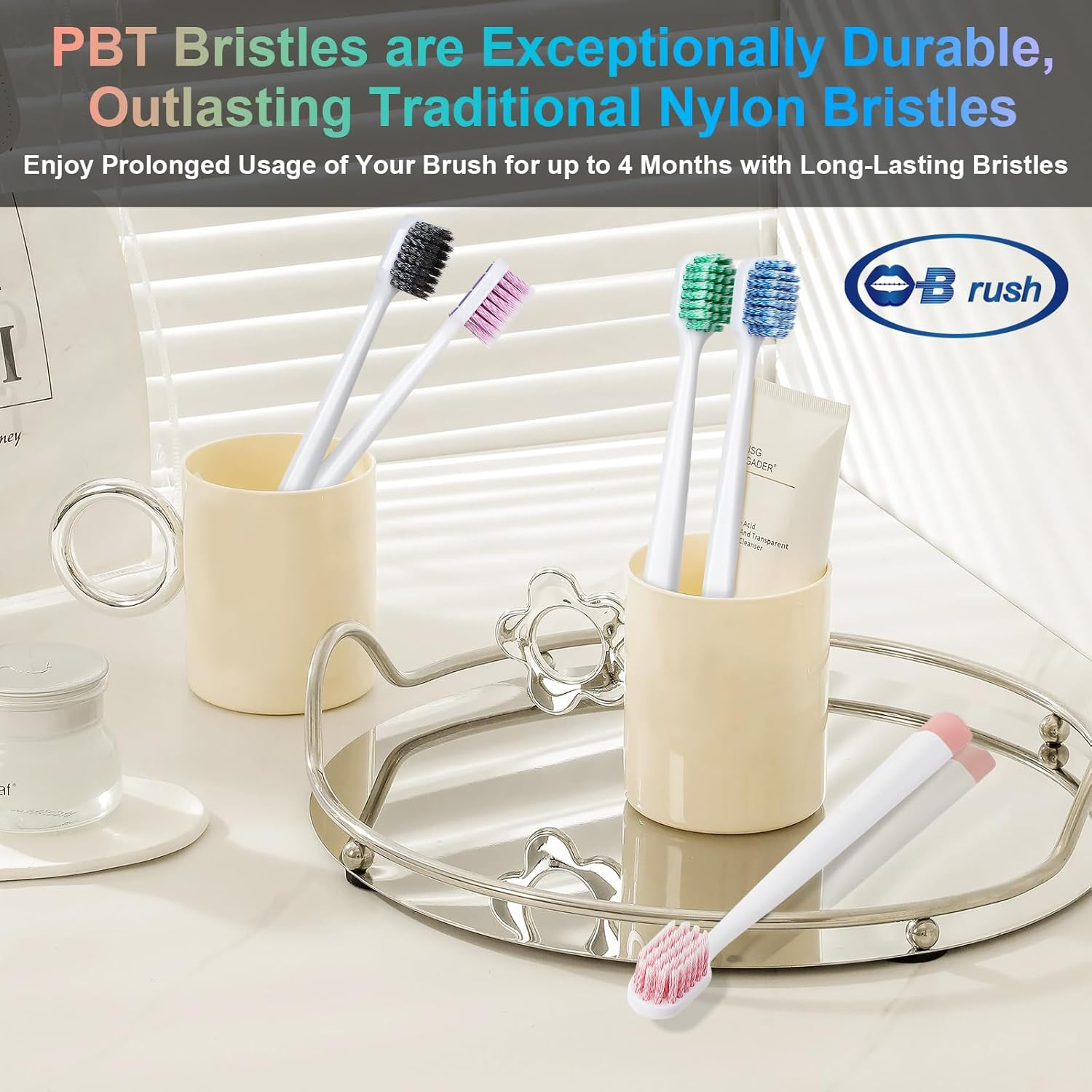 Extra Soft Wide Head Toothbrushes – 5 Pack Flossing Tapered Bristle for Adults