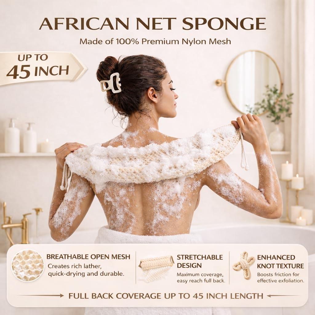 African Net Sponge Authentic, 3 Pcs 3 Packs, Black+olive Green+champagne Gold