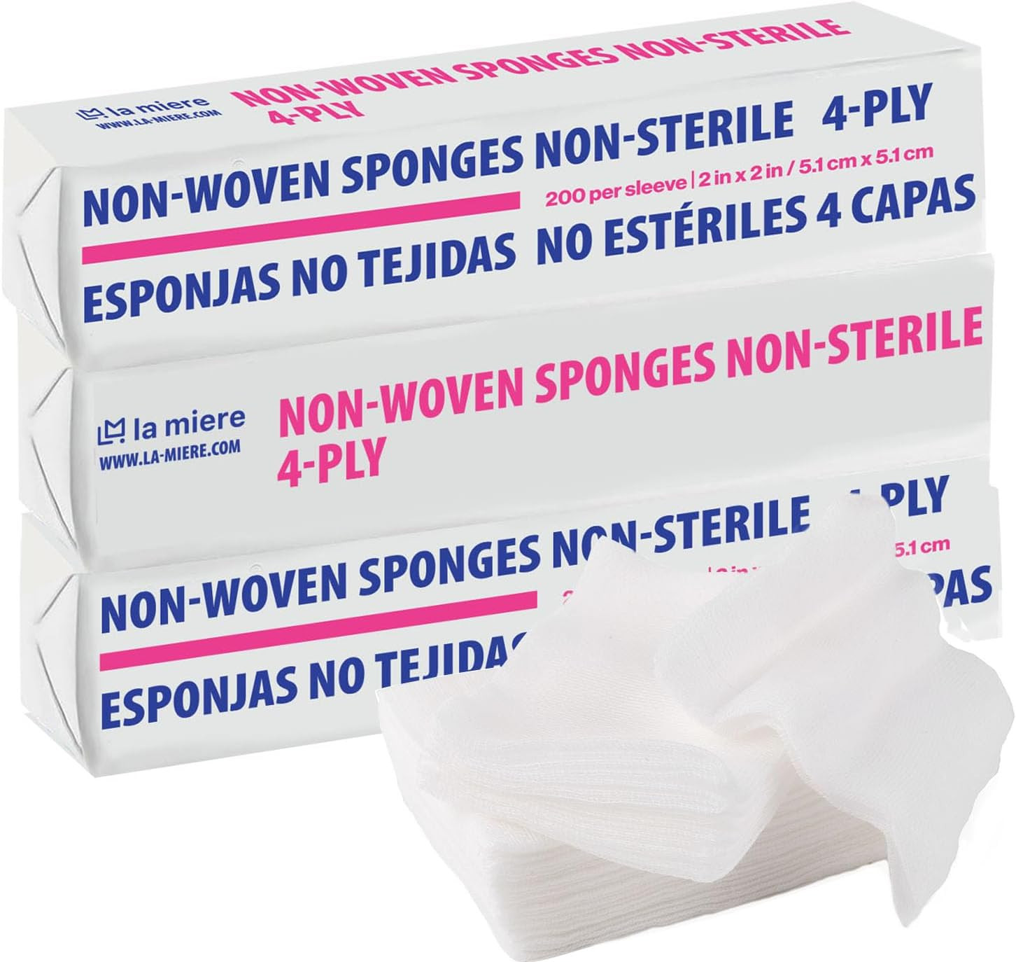 4″X4″ 200 Pack Non-Woven Sponges 4-Ply Medical Sponges Non-Sterile