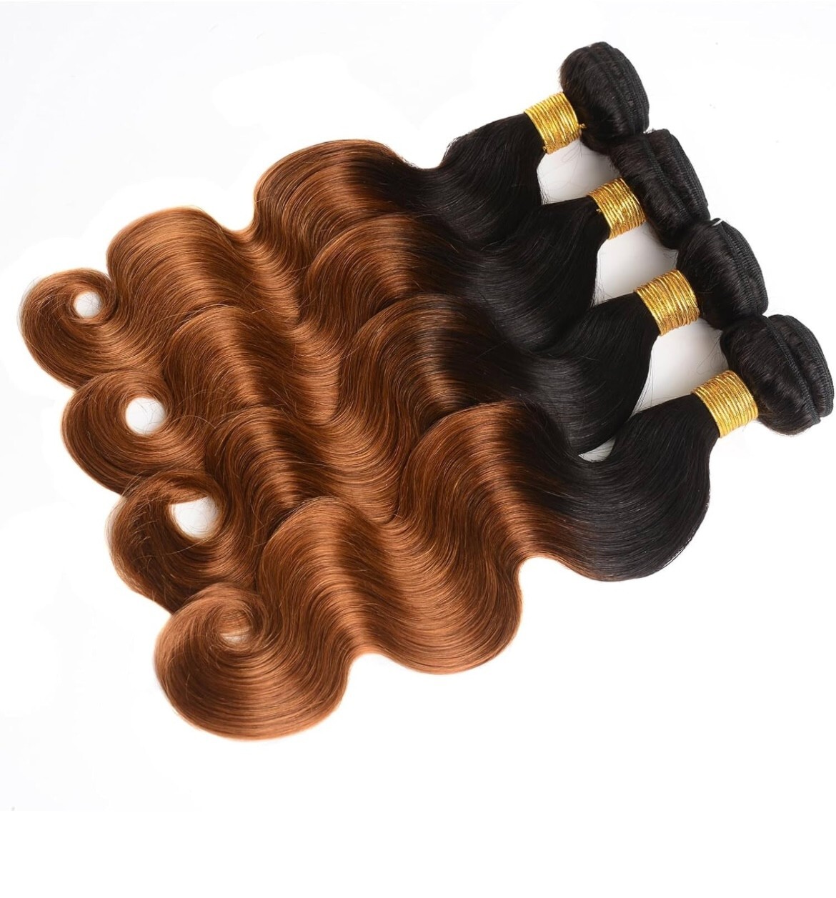 16″ 18″ 20″ Ombre Body Wave Human Hair 3 Bundles + 14″ Closure