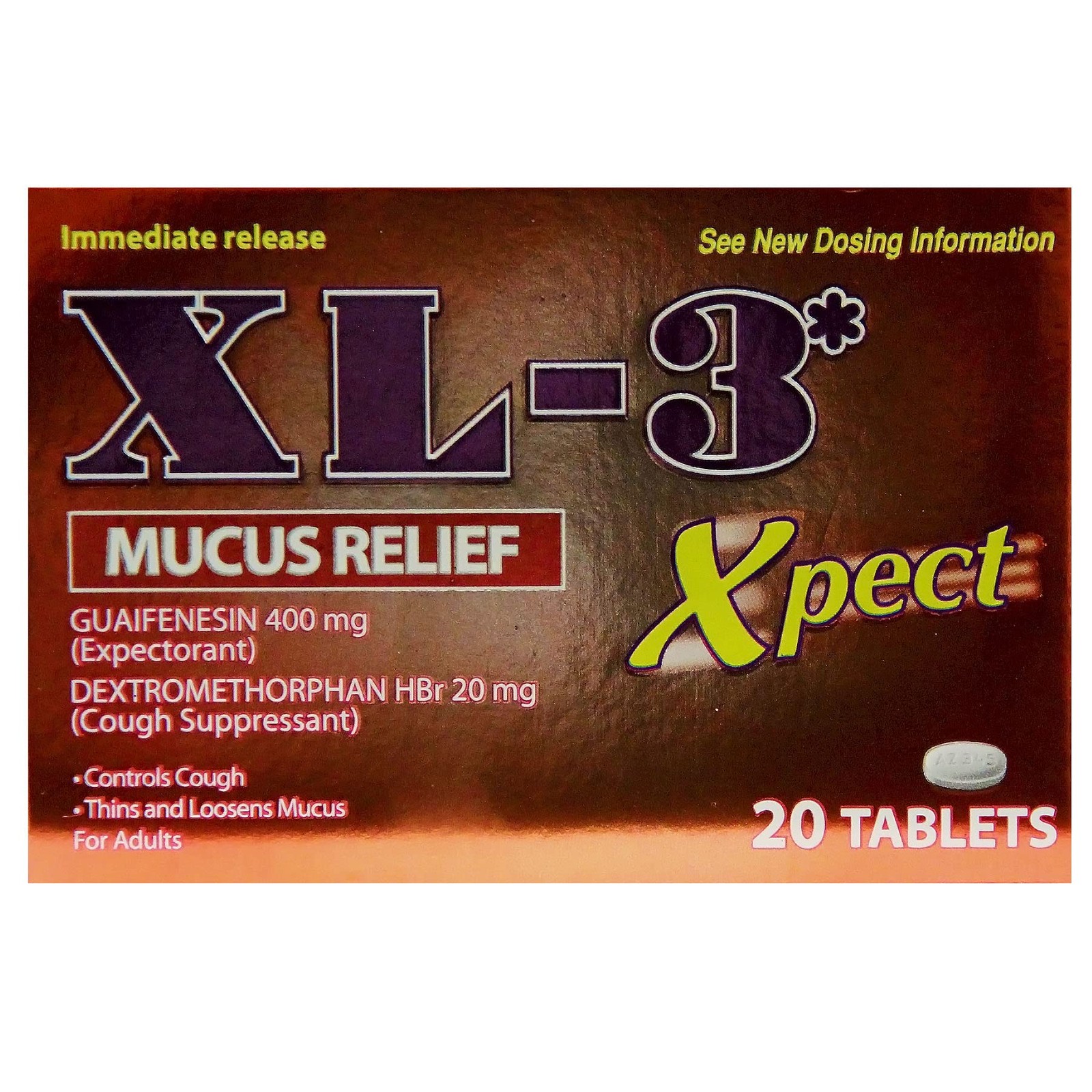 XL-3 Xpect Mucus Relief, Thins and Loosens Mucus, 20 Count (Pack of 1)