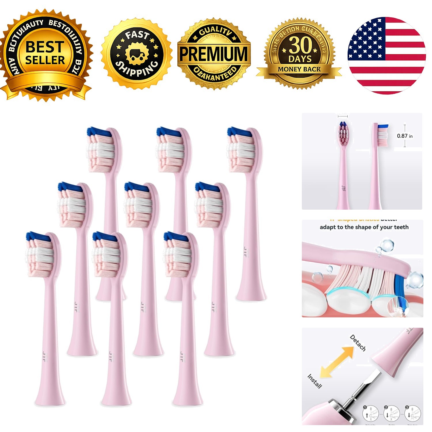 Sonic Smart Toothbrush Genuine Standard Brush Heads 9-Pack P200