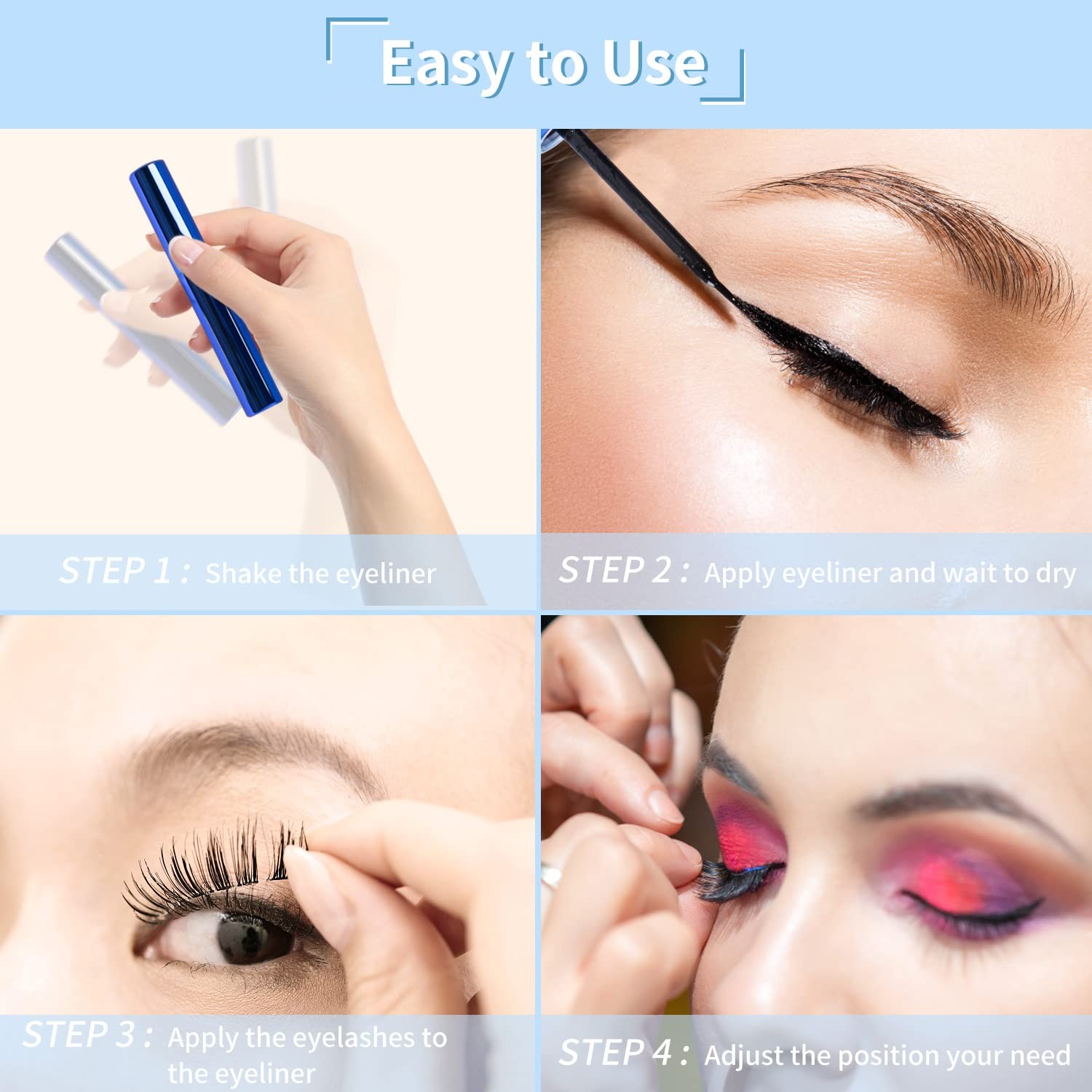 Magnetic Eyelashes Kit, 7 Pairs Reusable 3D Natural Look Magnetic Lashes with Ey