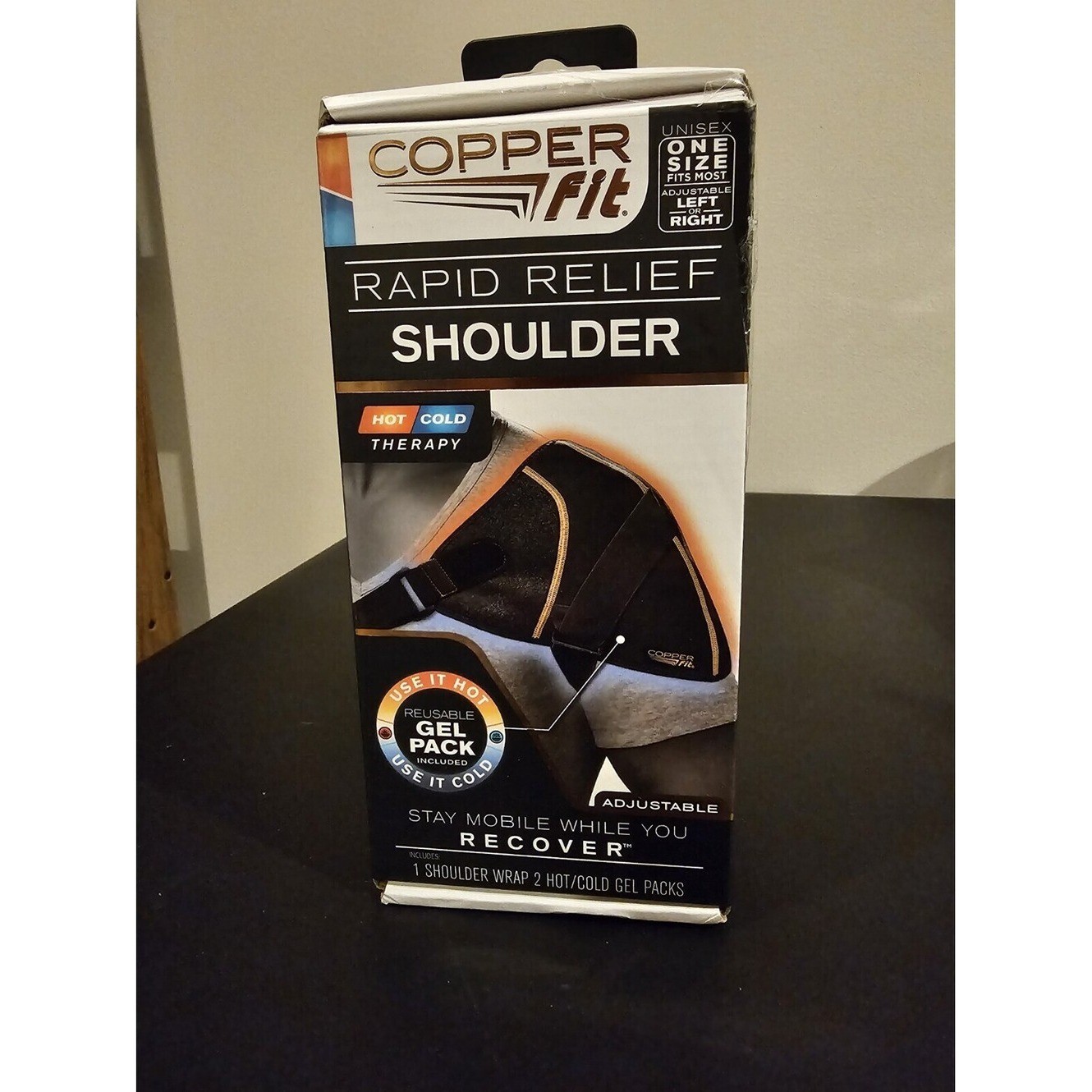 Copper Fit Rapid Relief Shoulder Wrap Hot Cold Therapy One Size Adjustable New