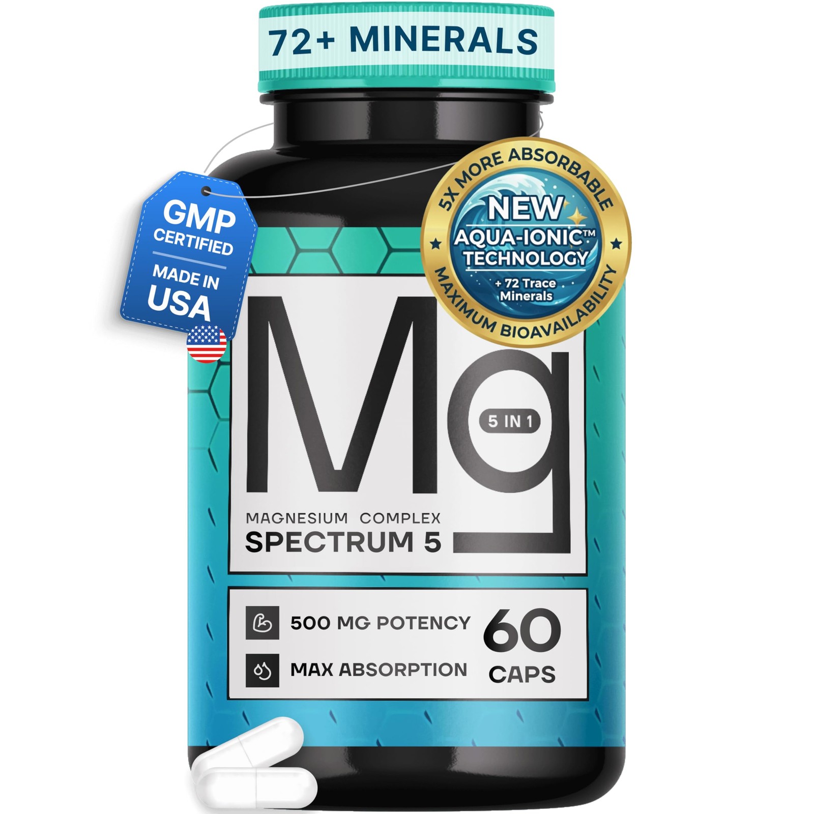 Spectrum 5 Magnesium | 5-in-1 Complex + 72 Trace 1 Count (Pack of 60)
