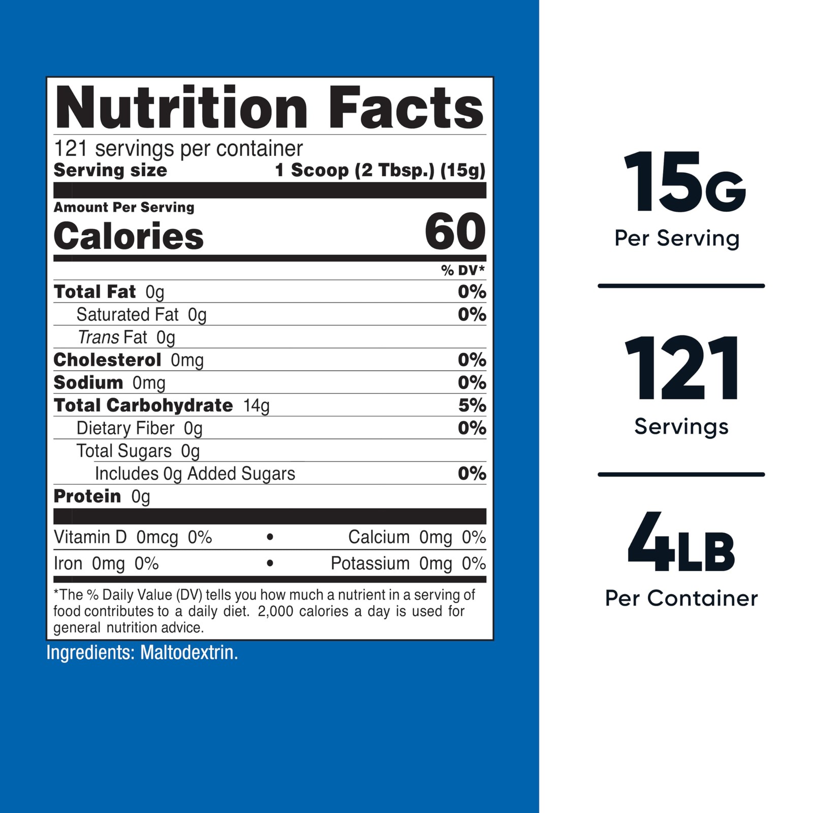 Nutricost Maltodextrin Powder 4LBS – Gluten Free, Non-GMO 4 Pound (Pack of 1)