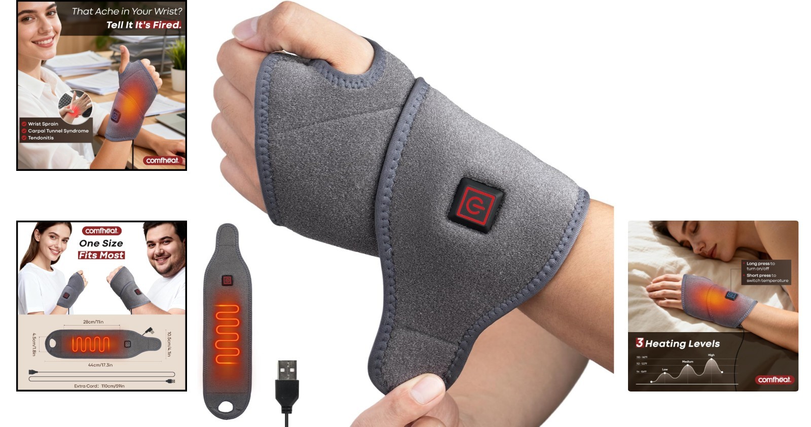 Carpal Tunnel Heating Pad – Non-Rechargeable Wrist Wrap for Effective Relief