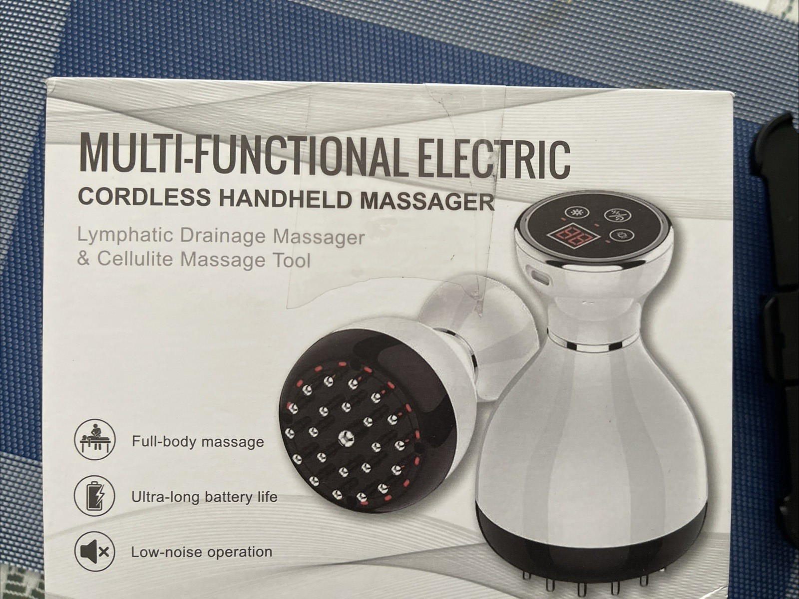 Cordless Rechargeable Low Noise Handheld Massager Full Body White USB Charge