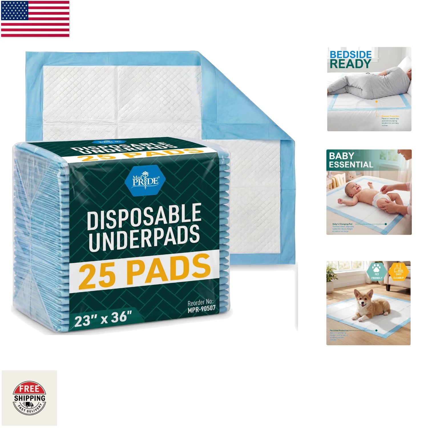 Comfortable Latex-Free Underpads 25 Pack – Ideal for Incontinence & Pets