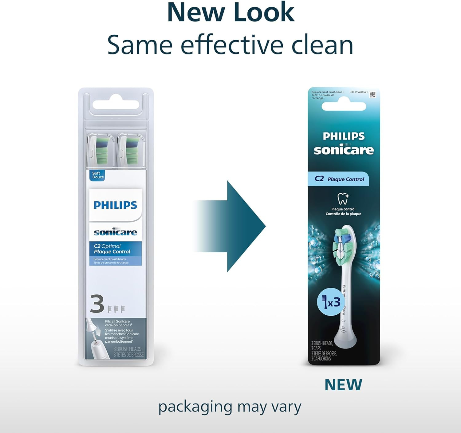 C2 Plaque Control – Genuine Replacement Electric Toothbrush Heads, White, 3 Pack