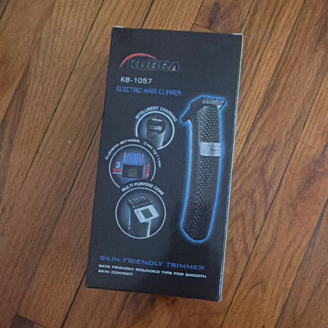 Kubra KB-1057 Rechargeable Hair Clipper, Black, Guards, #3, Rotary Motor