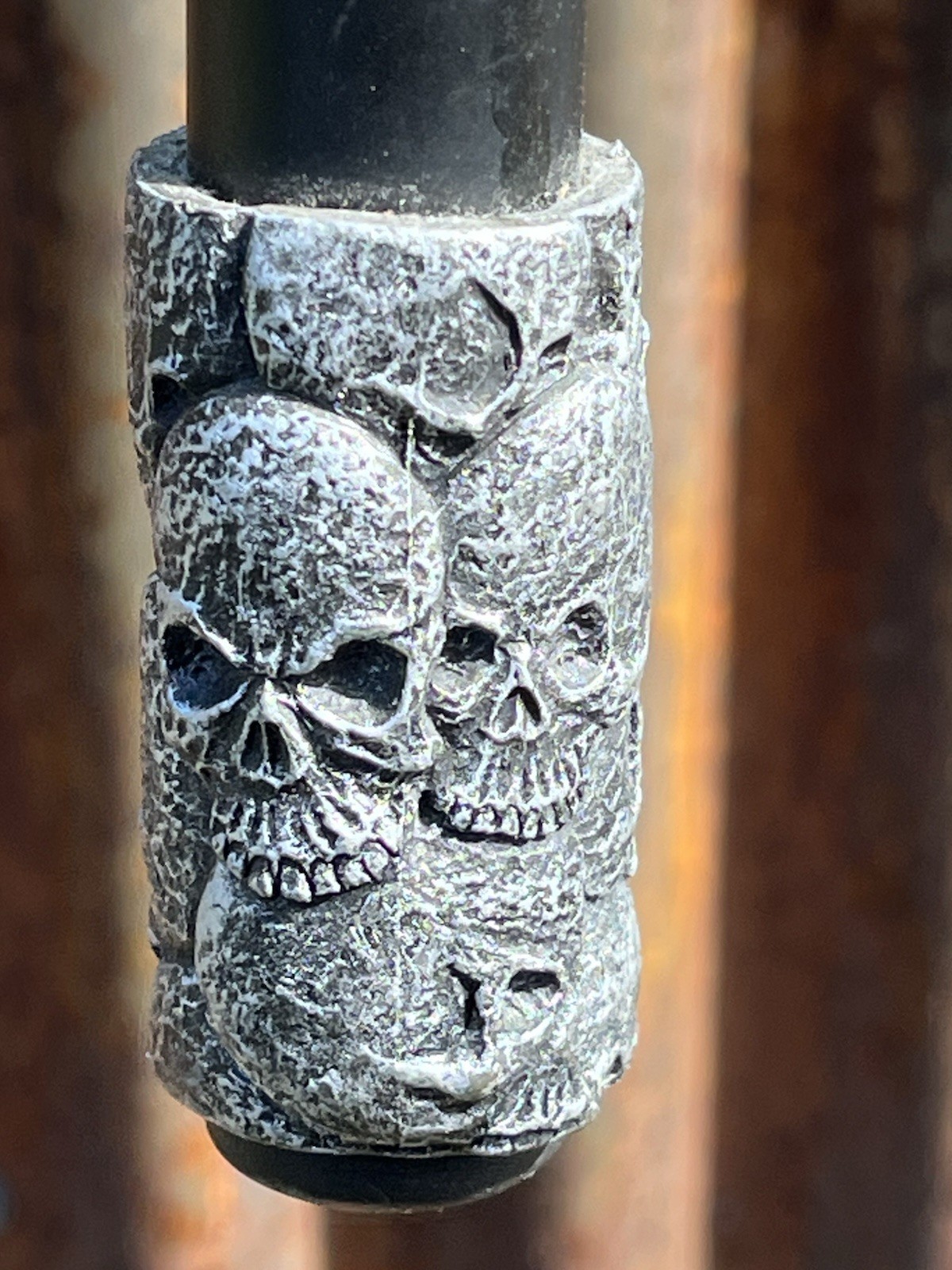 Black Metal Walking Cane with Silver Skull Decorative Handle for Adults