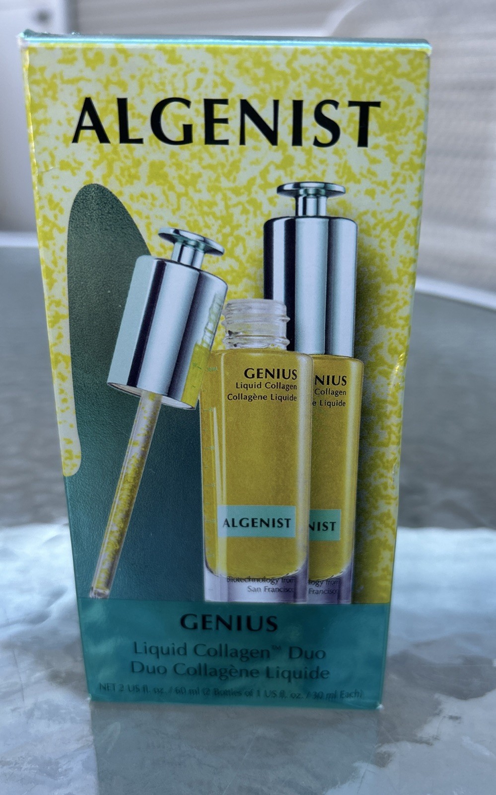 ALGENIST Genius Liquid Collagen Duo! NEW! 2 fl. oz. (2 x 1 fl. oz.) Damaged Box
