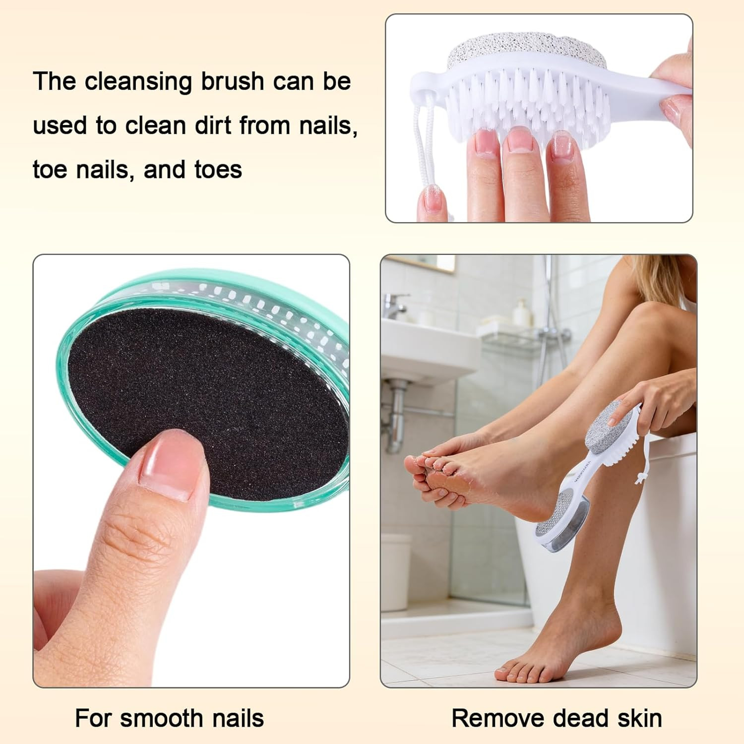 Foot Scrubber Brush with Pumice Stone for Feet 5-In-1, 2Pcs Foot File Callus Rem