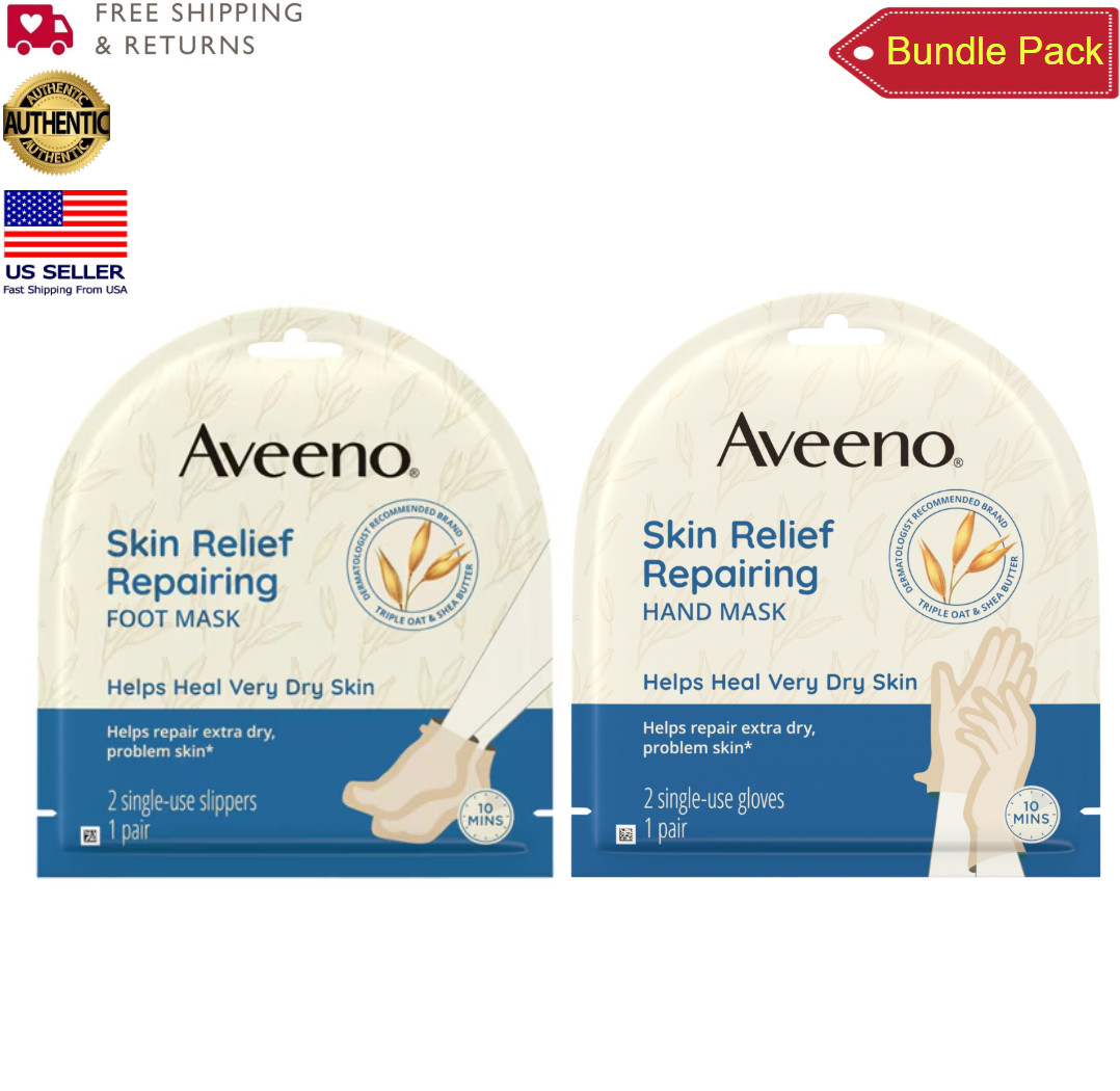 AVEENO Repairing CICA Foot and Hand Masks Moisturizing with Shea Butter | Bundle