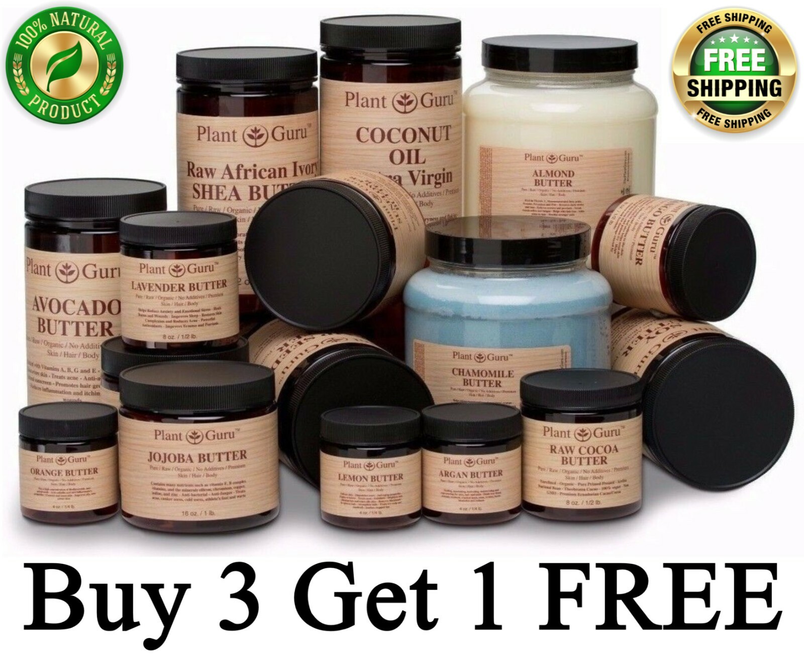 Organic Butter 100% Pure Raw Natural Cold Pressed For Skin Face Body Hair