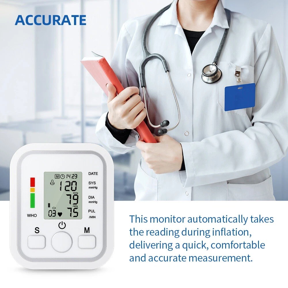 Digital Automatic Blood Pressure Monitor for Upper Arm with Heart Rate