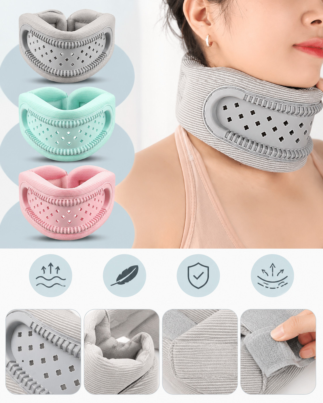 Adjustable Foam Neck Support Collar Soft Sponge Comfort Wrap Adult Unisex White