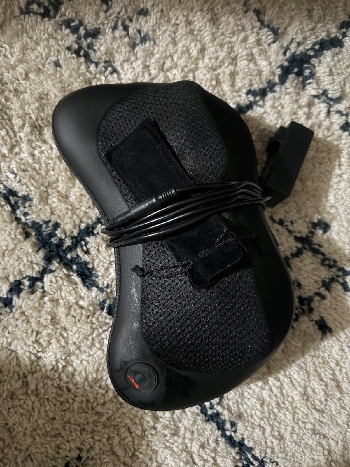 Heated Corded Electric Neck Massager Pillow, Black Mesh/Faux Leather