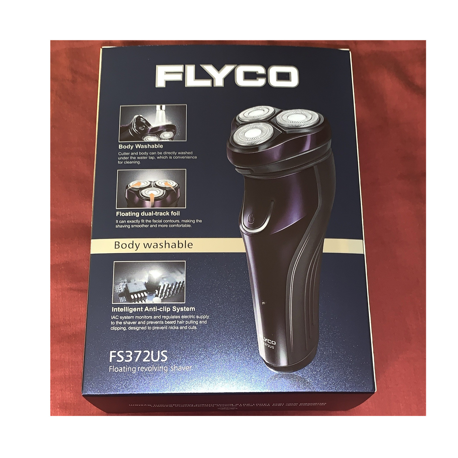 Flyco FS372US 3-Head Rotary Wet/Dry Washable Electric Facial Shaver with Trimmer