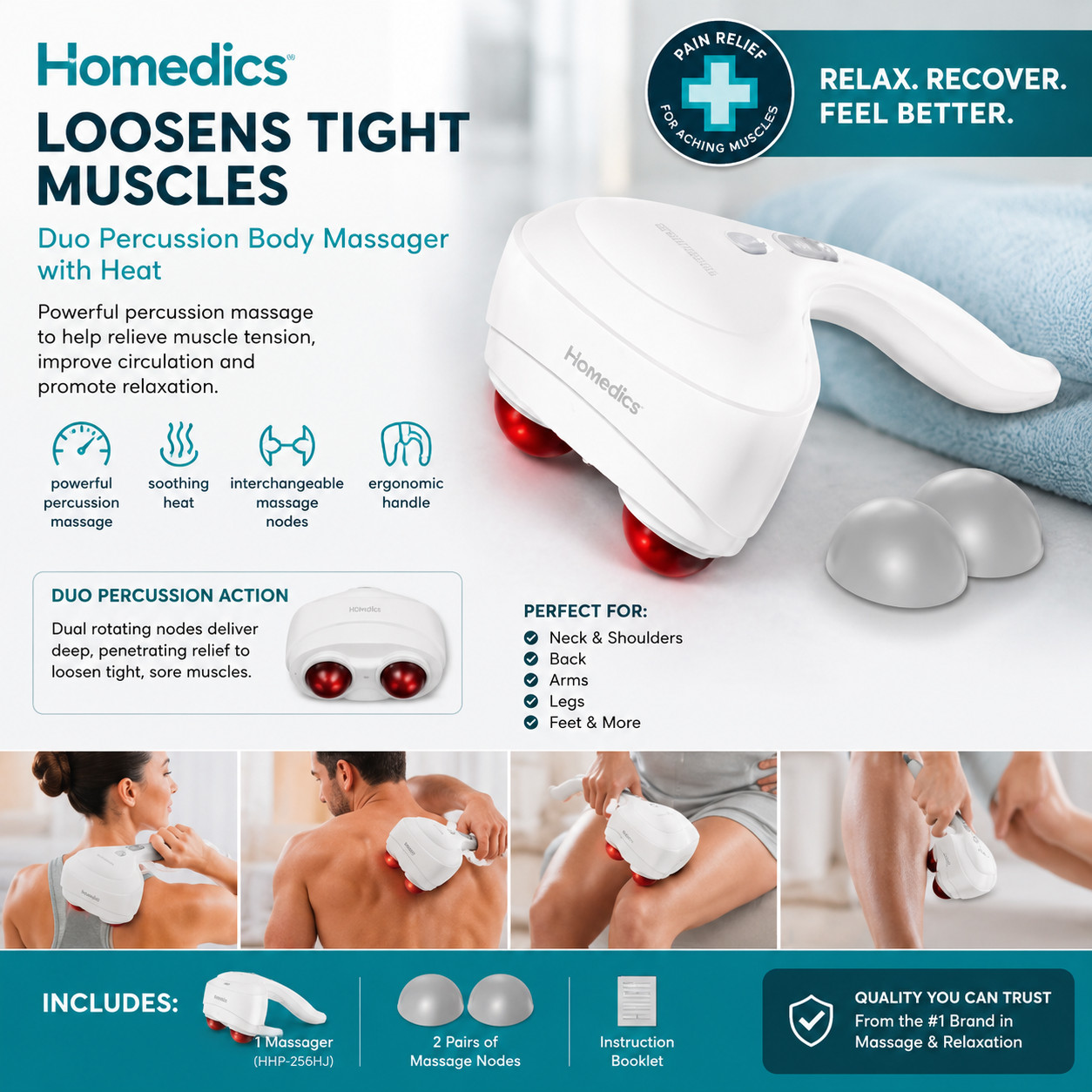 HoMedics Duo Percussion Electric Body Massager with Heat