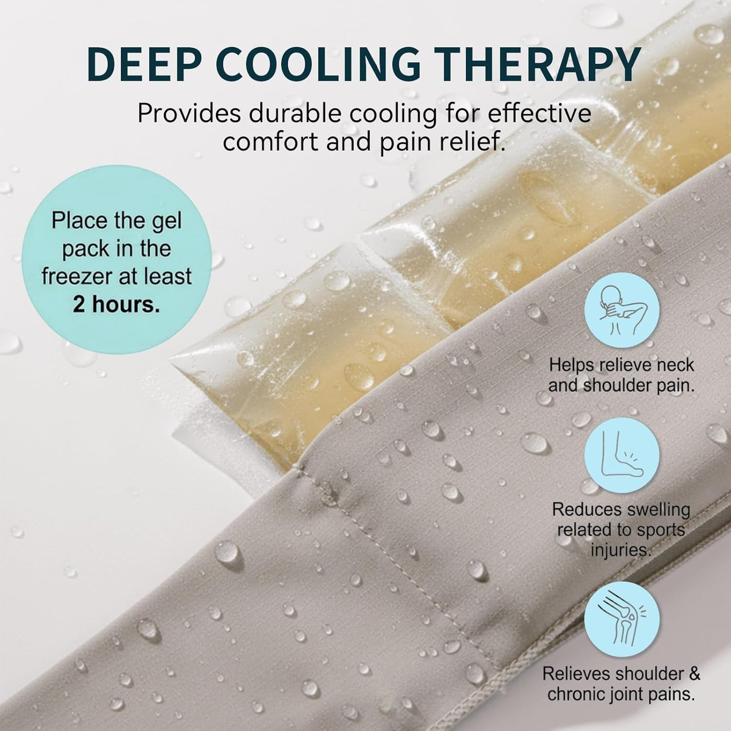 Reusable Cooling Neck Scarf with Ice Packs, Adjustable Cold Neck Wrap for Summer