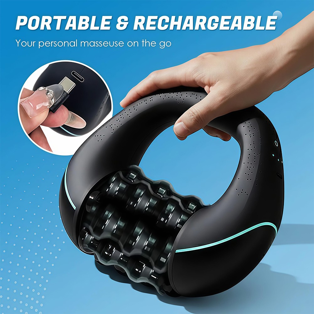 Electric Handheld Rolling Massager Rechargeable 3-Speed Spin Percussive Massager