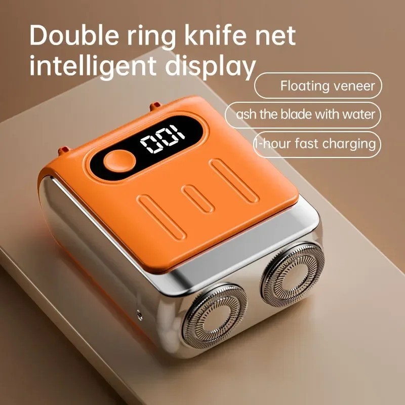 Mini Electric Shaver USB Rechargeable Dual Blade Beard Trimmer LED Display Razor
