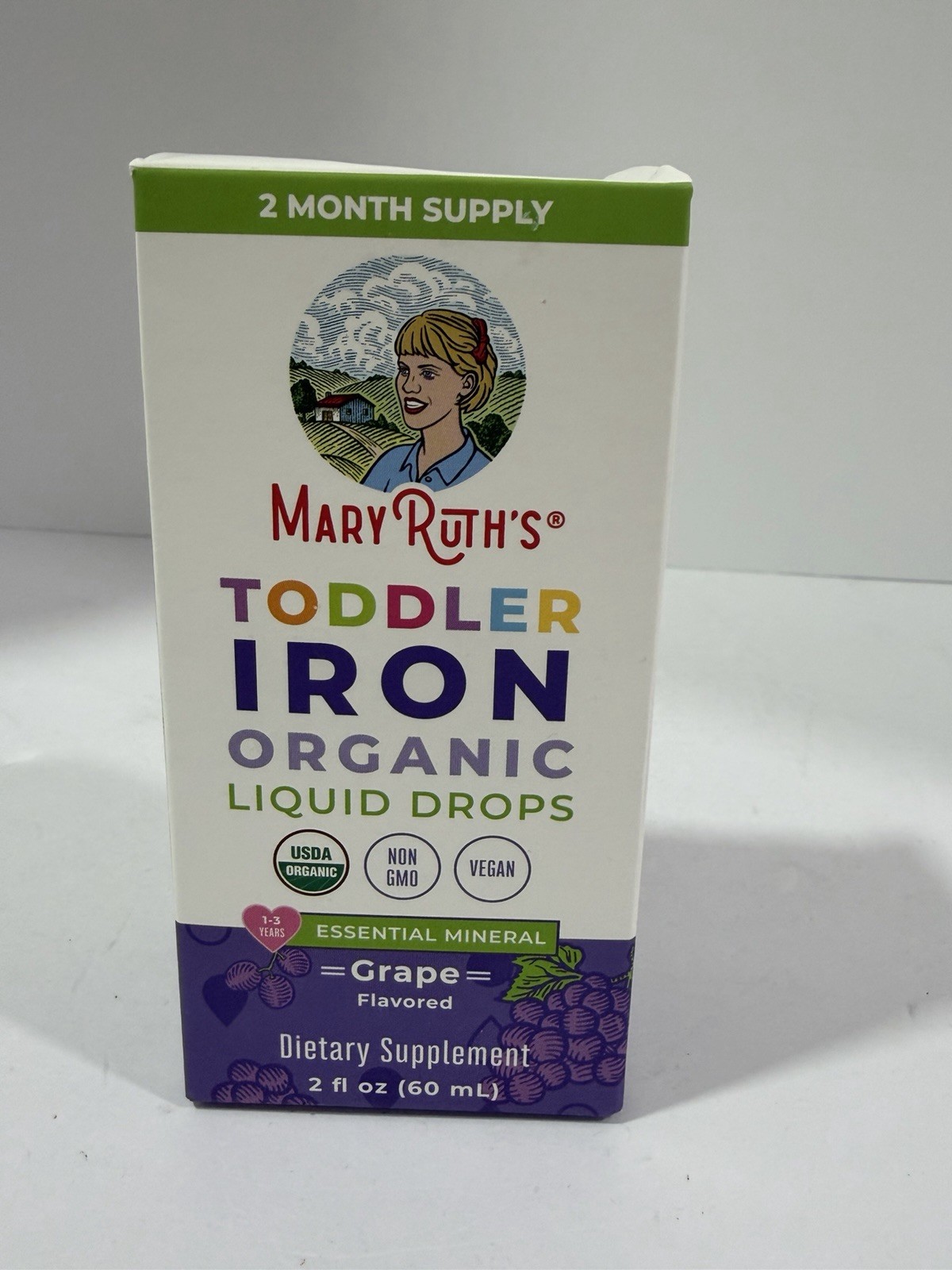 Toddler Iron Organic Liquid Drops 1-3 Years Grape 3.5 mg 2 fl oz/60 ml BB:11/26