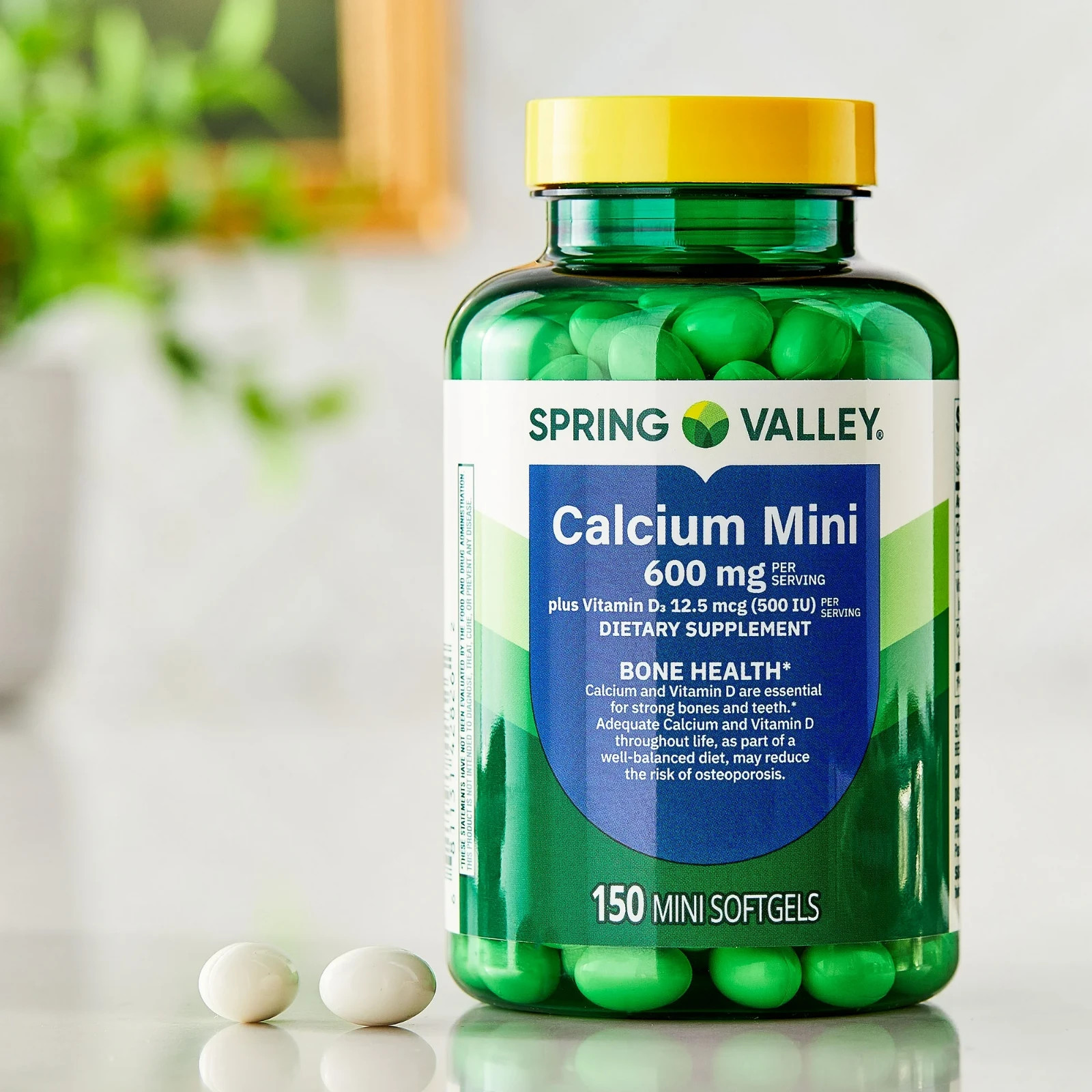 Spring Valley Calcium Plus Vitamin D3 Dietary Supplement 150 Mini Softgels