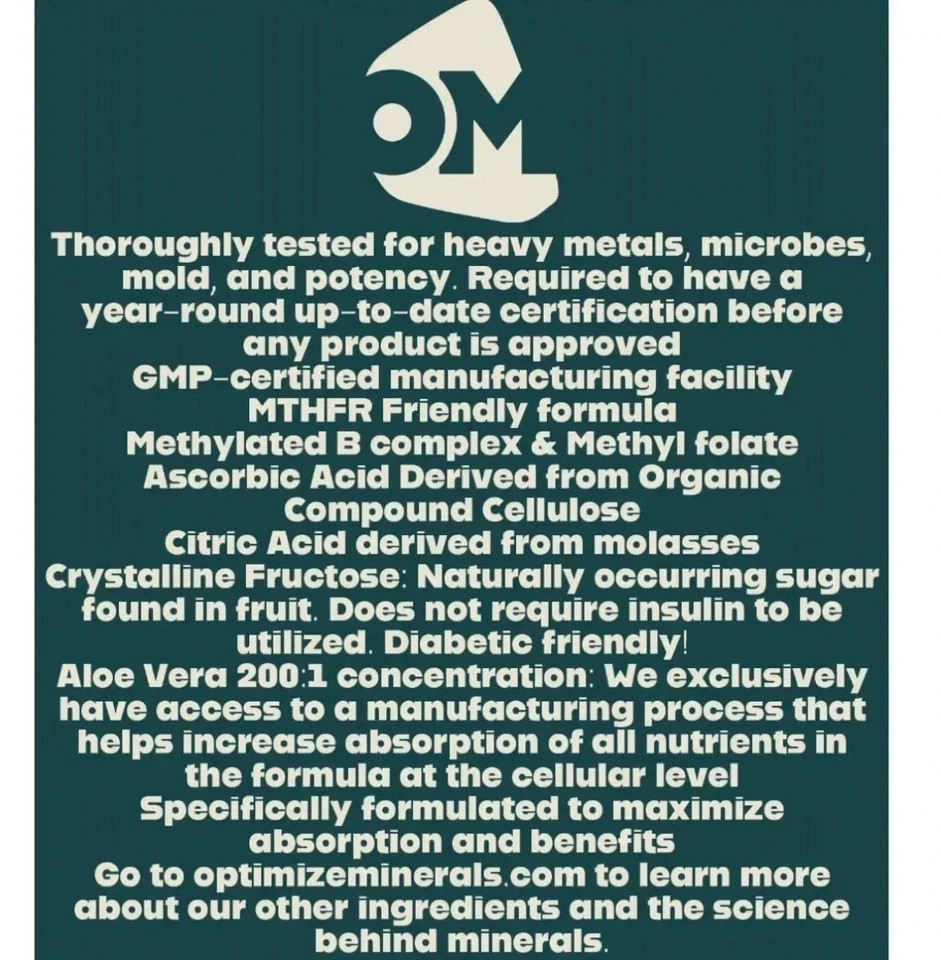 3PCS Optimize Minerals Multi – Mineral Daily Powder – Gluten Free, 30 Servings-