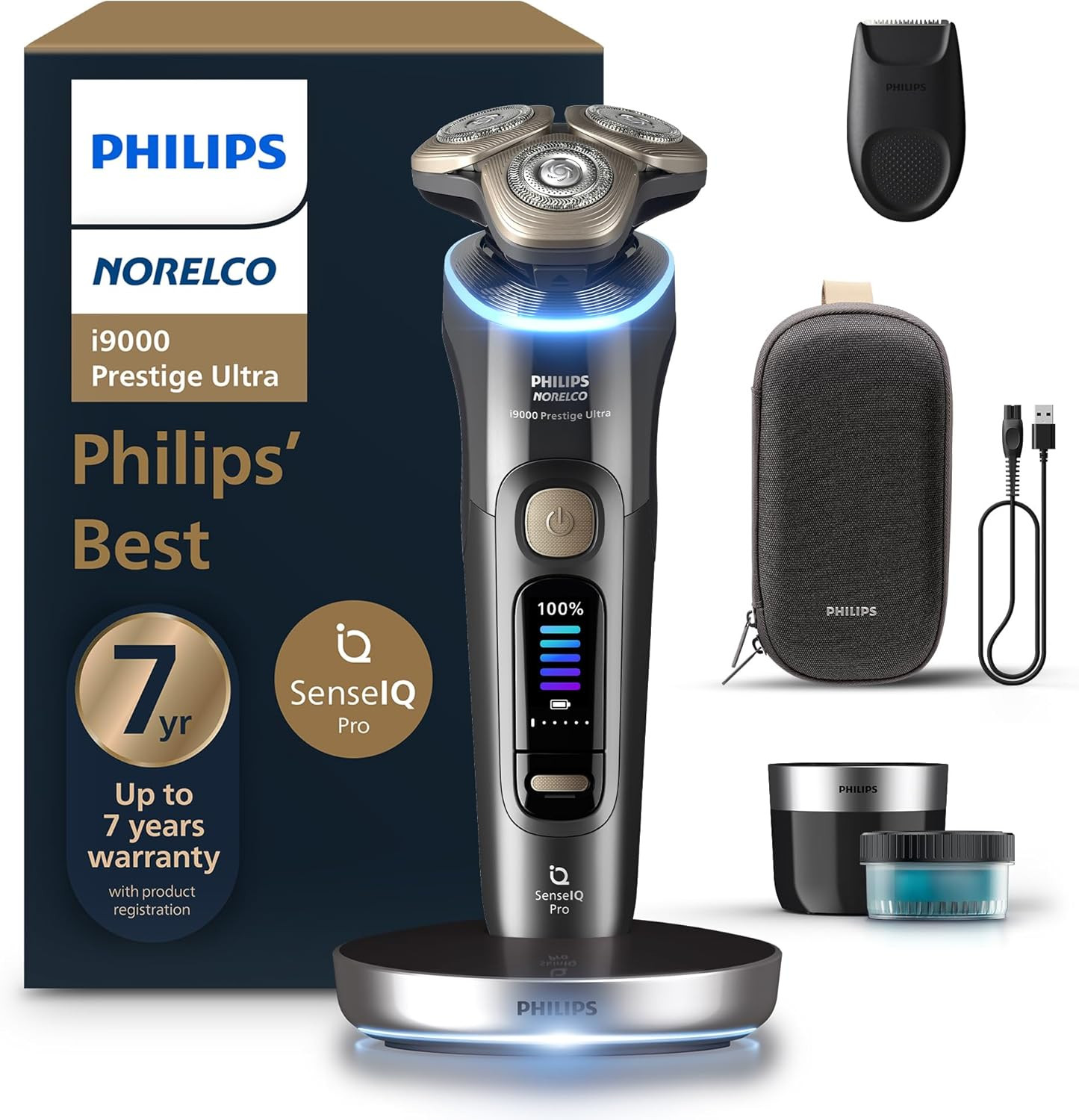 Philips Shaver I9000 Prestige Ultra, Wet & Dry Electric Shaver, Dark Slate, Sen