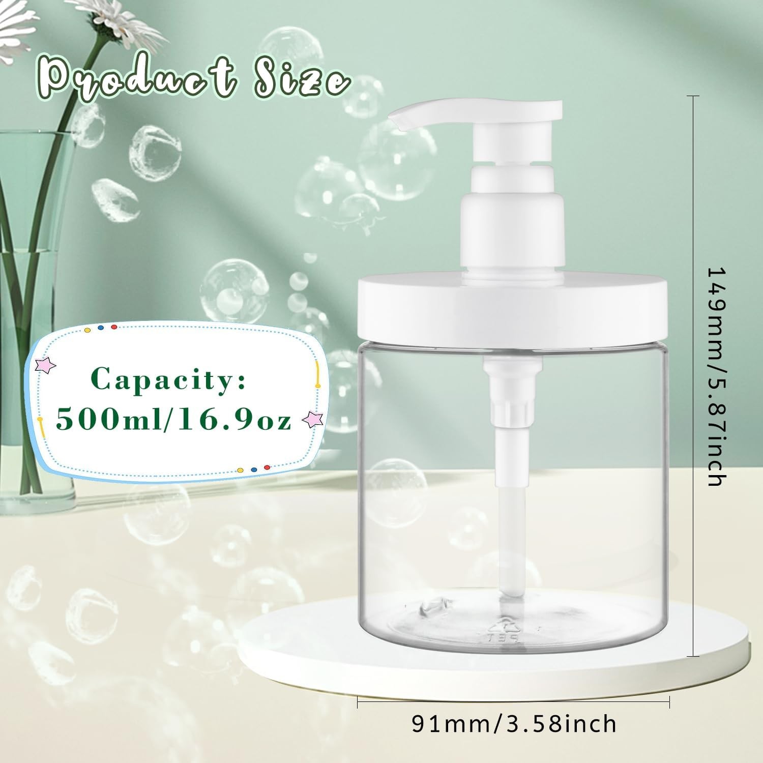 4PCS 500ml Clear Plastic Pump Dispenser Bottles Refillable Shampoo Soap Lotion