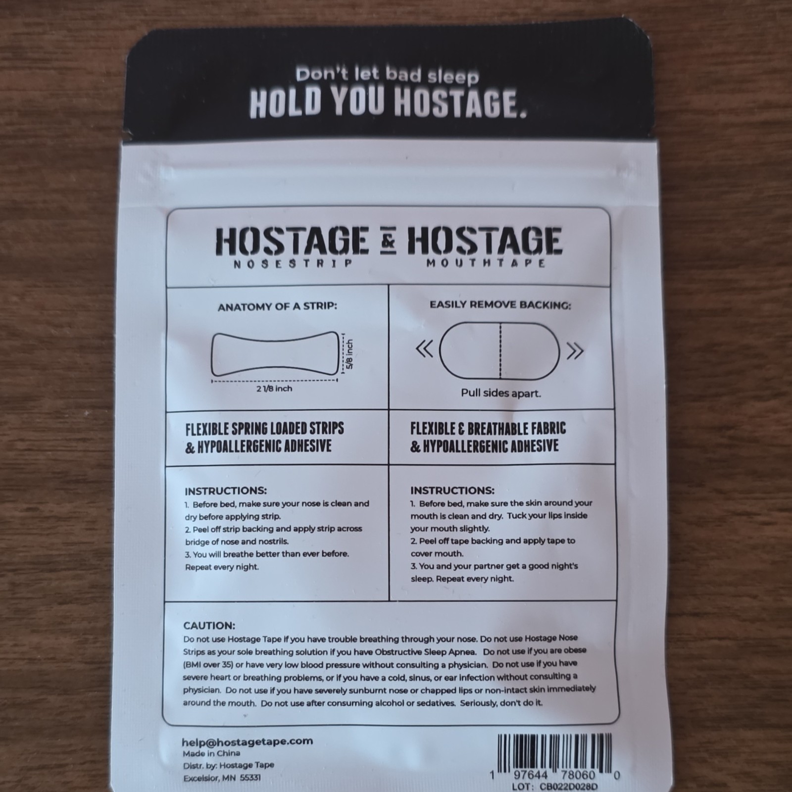 Hostage Tape Nasal Strip Pack White Flexible Hypoallergenic Snoring Aid 5 Night