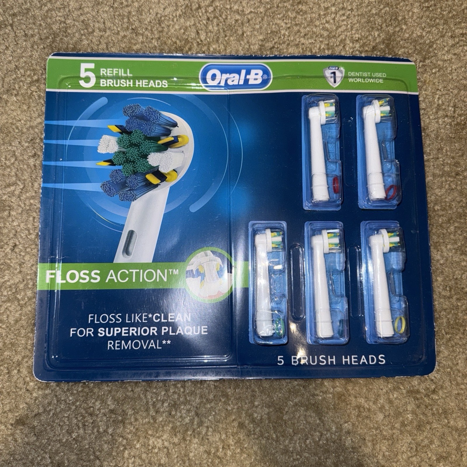 Oral-B Floss Action Replacement Brush Heads with Bacterial Protection 5 count