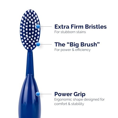 Manual Toothbrush Extra-Firm Hard Bristle Wide Head 2 Pack Smokers Coffee Stain