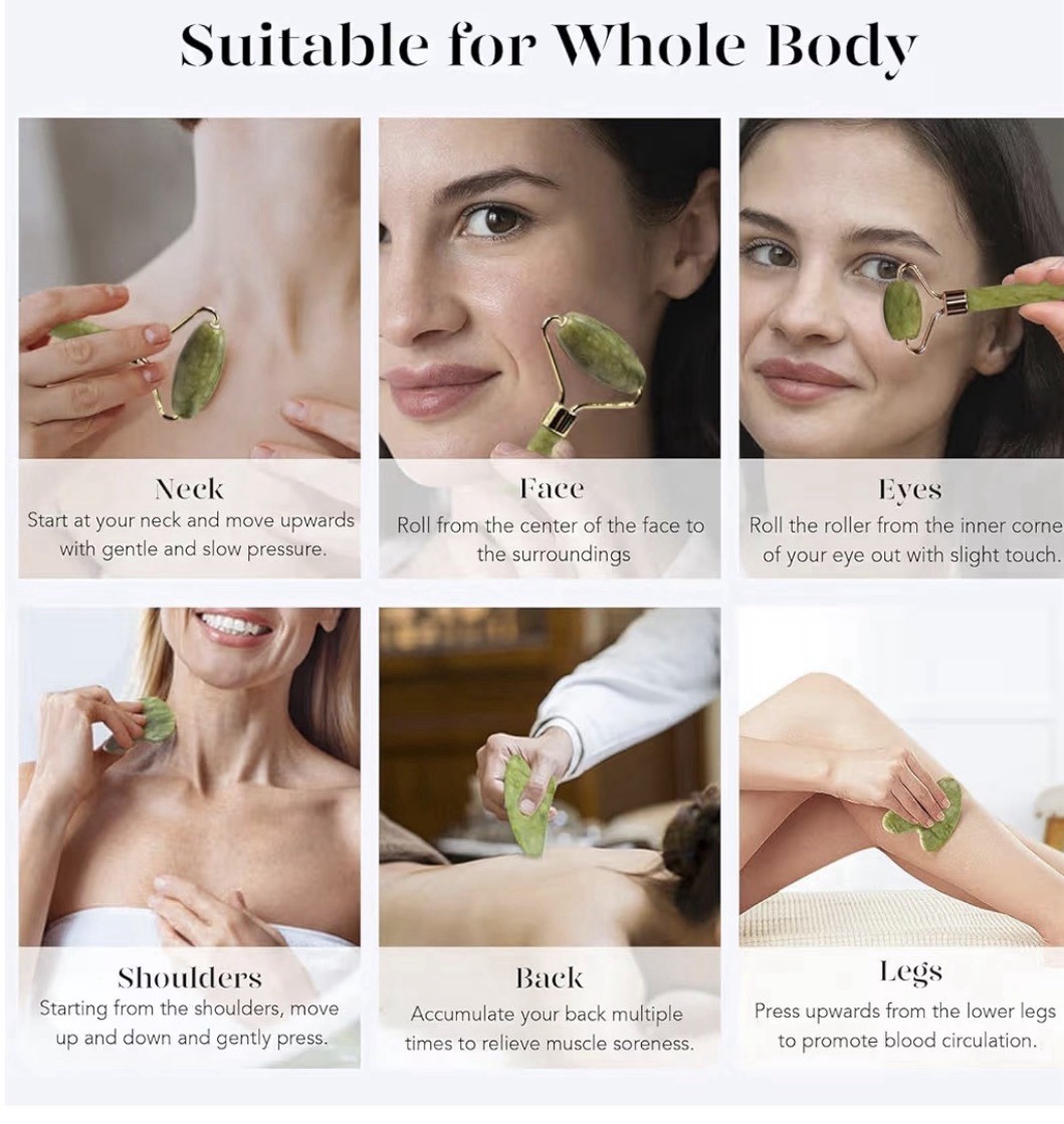 BAIMEI IcyMe Gua Sha & Jade Roller Facial Tools Face Roller and Gua Sha Set