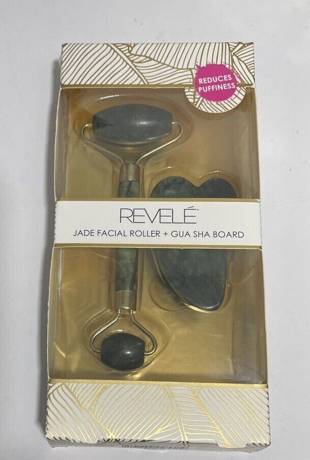 Revele Jade Facial Roller + Gua Sha Board NIB FREE SHIP