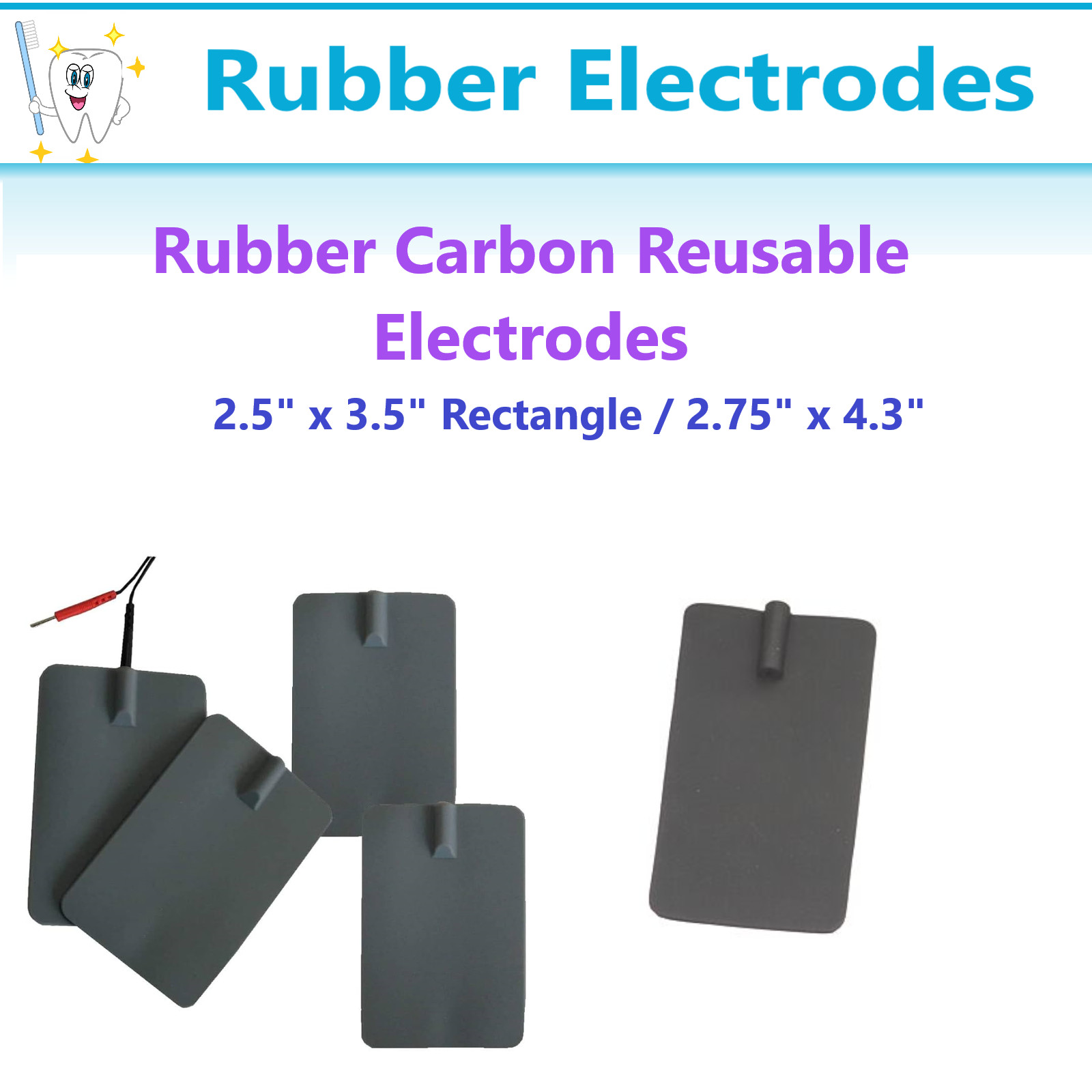 CHATTANOOGA, ELECTRODE RUBBER CARBON RE-USABLE, BLACK 2.75″ x 4.3″ Rectangle