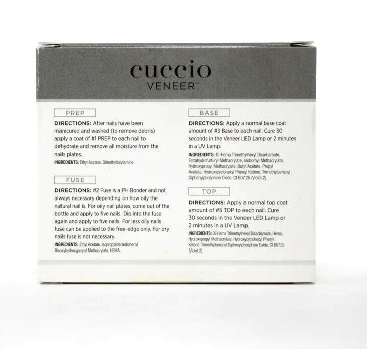 Cuccio Colour Veneer Treatment Pack (Prep #1 Fuse #2 Base #3 Top #5 13ml each)